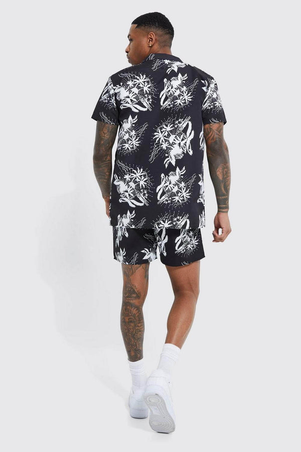 Boxer Shorts For Men -Black & White Floral Print
