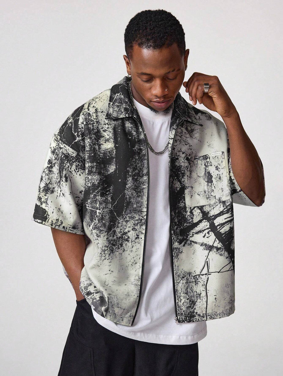 Men's All-Over Print Zip-Up Casual Shirt – Roar Fox