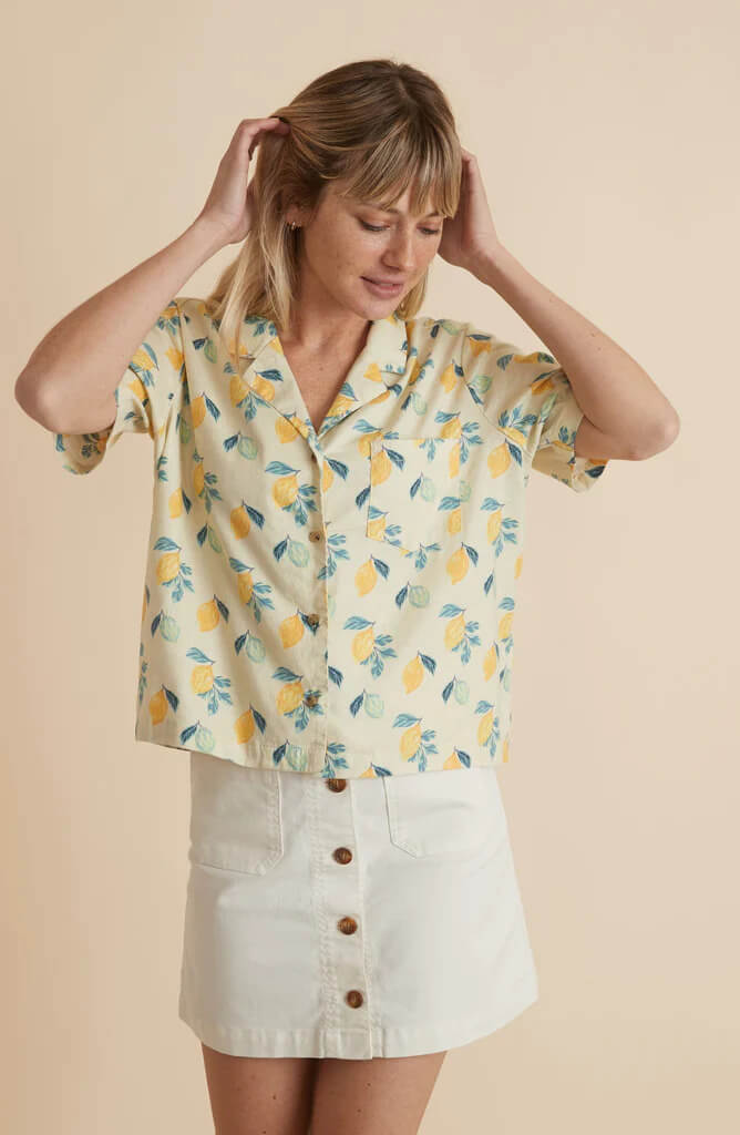 Women Marine Layer Lucy Lemon Print Shirt