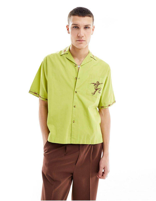 Basic Pleasure Mode Barbed Wire Printed Shirt