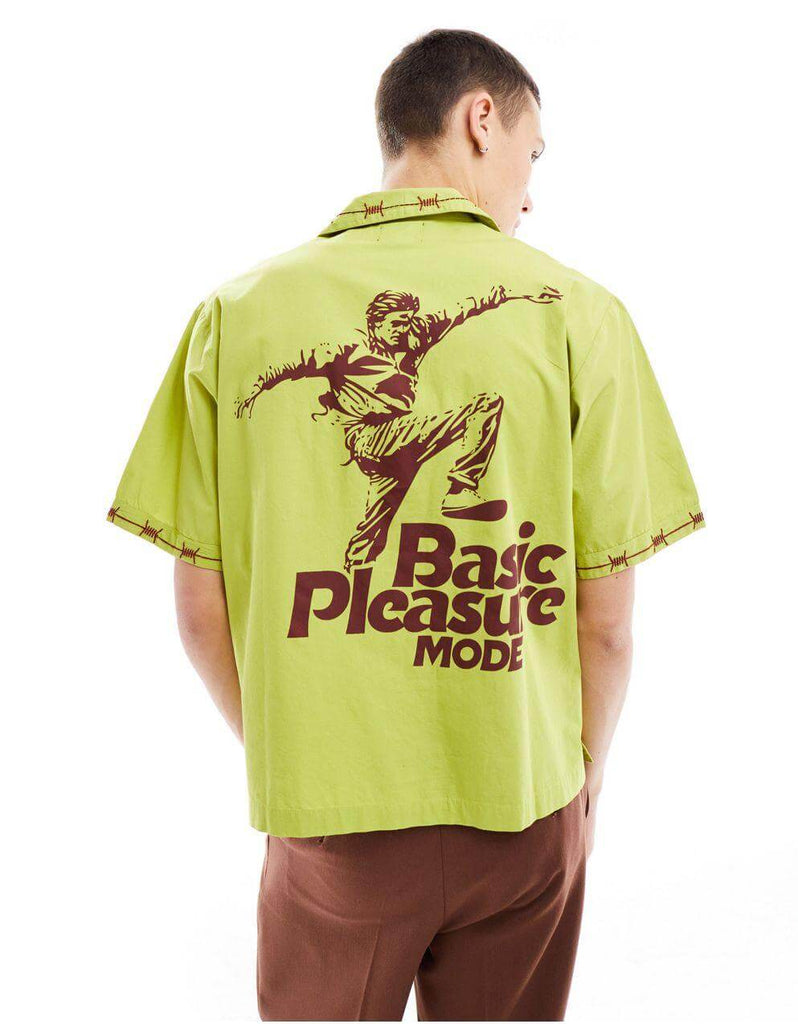 Basic Pleasure Mode Barbed Wire Printed Shirt