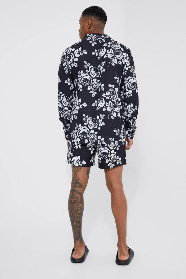 Boxer Shorts For Men -Blac All Over Floral Swim