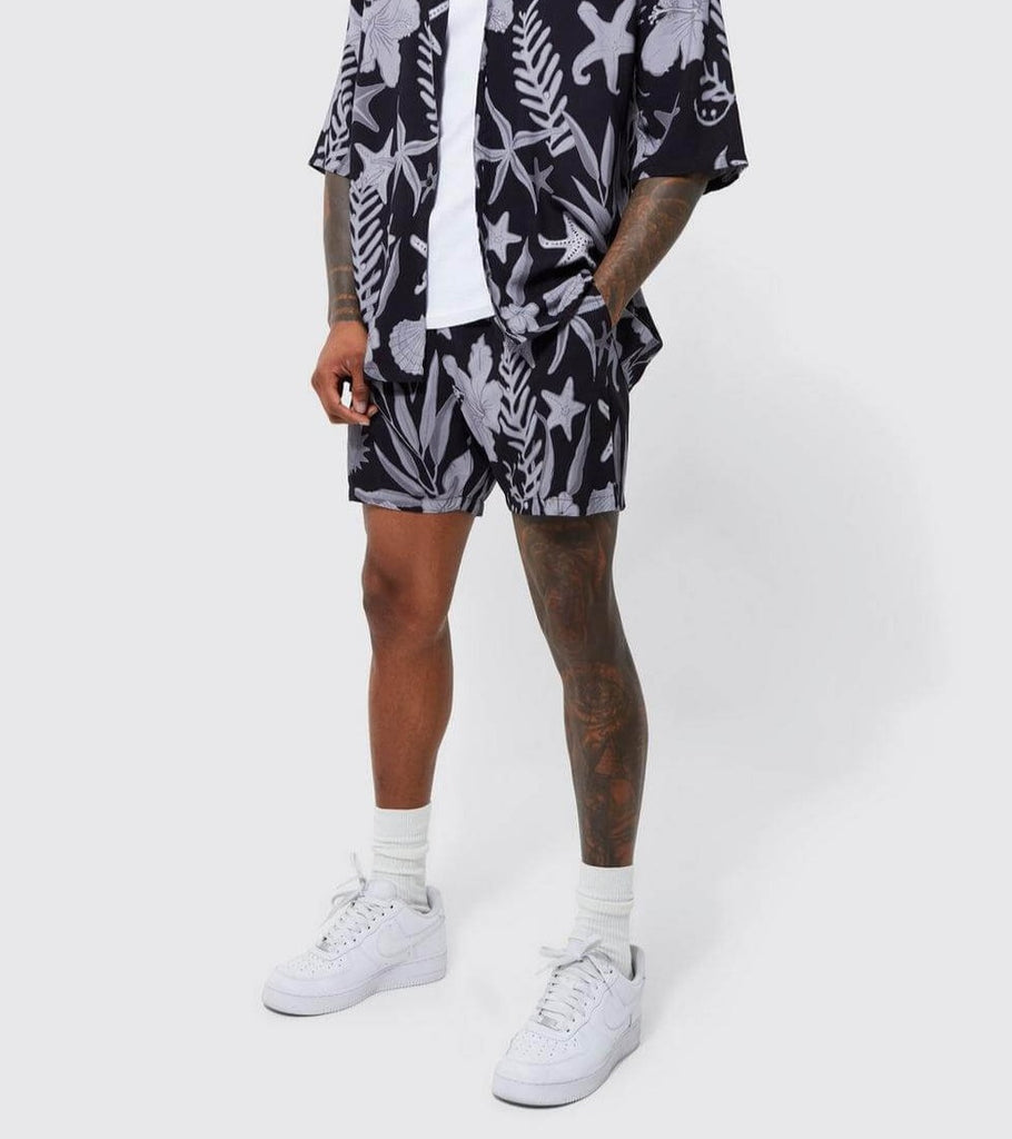Boxer Shorts For Men - Black Floral Print