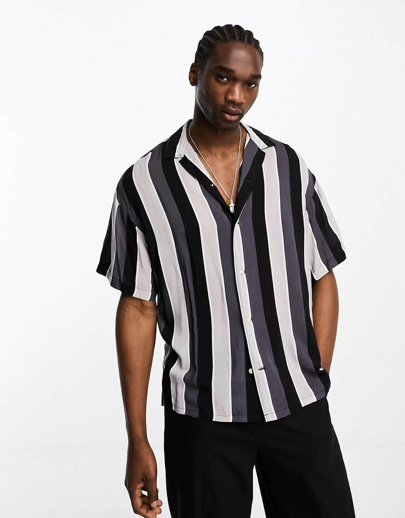 Black Tonal Stripes Shirt