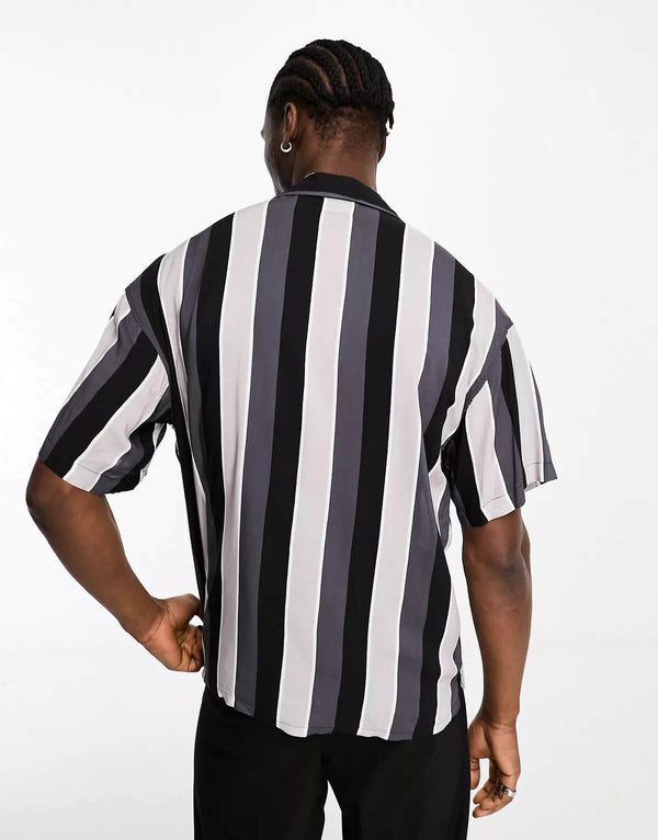 Black Tonal Stripes Shirt