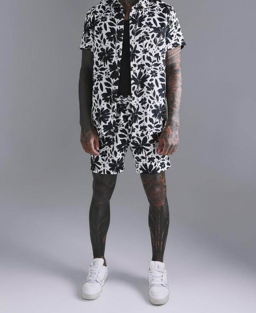 Boxer Shorts For Men - Black & White Floral Print