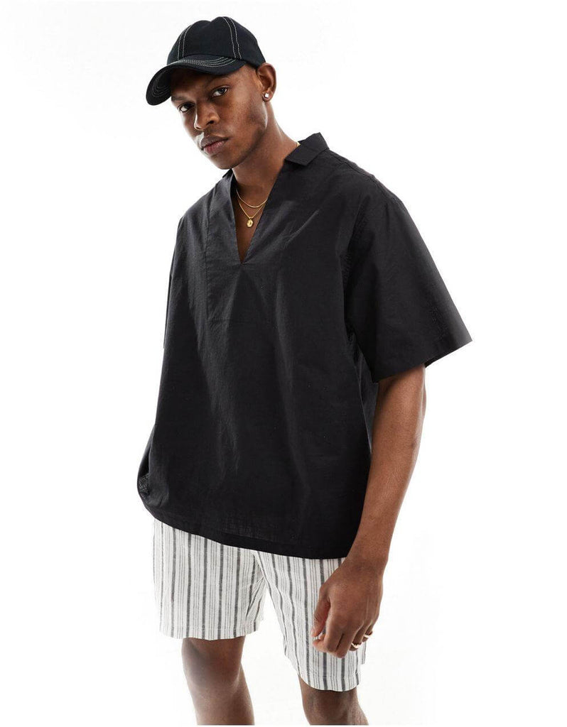 Blend Overhead Black Short Sleeve Shirt