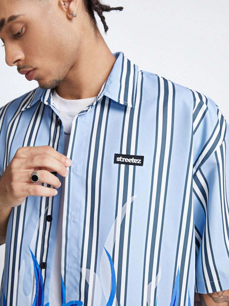 Blue Flame & Stripe Printed Shirt – Roar Fox