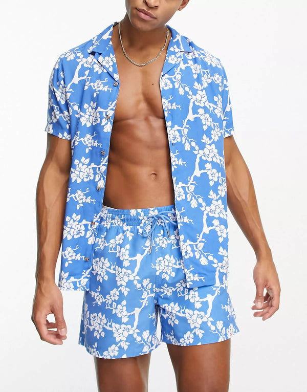 Boxer Shorts For Men - Blue Floral Print