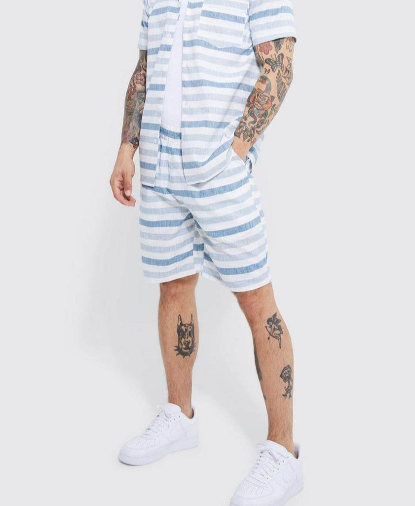 Boxer Shorts For Men - Blue Regular Stripe Print