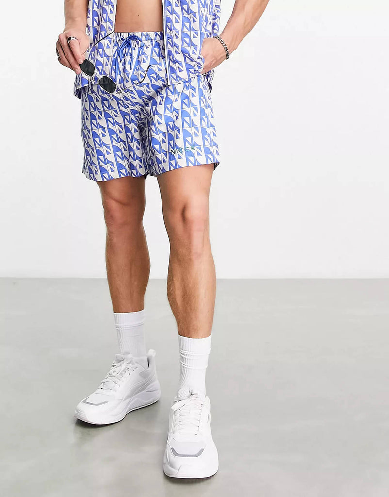 Boxer Shorts For Men -Blue & White Print
