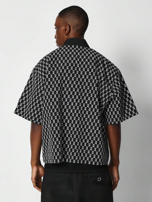 Boxy Fit Zip All Over Printed Shirt