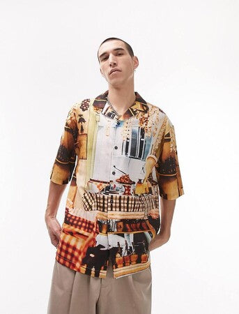 Cafe Printed Multi Color Shirt