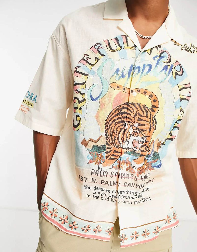 Canvas White Tiger Print Shirt – Roar Fox