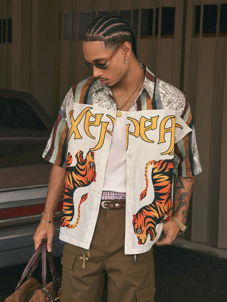 Men's Tiger Printed Short Sleeve Shirt