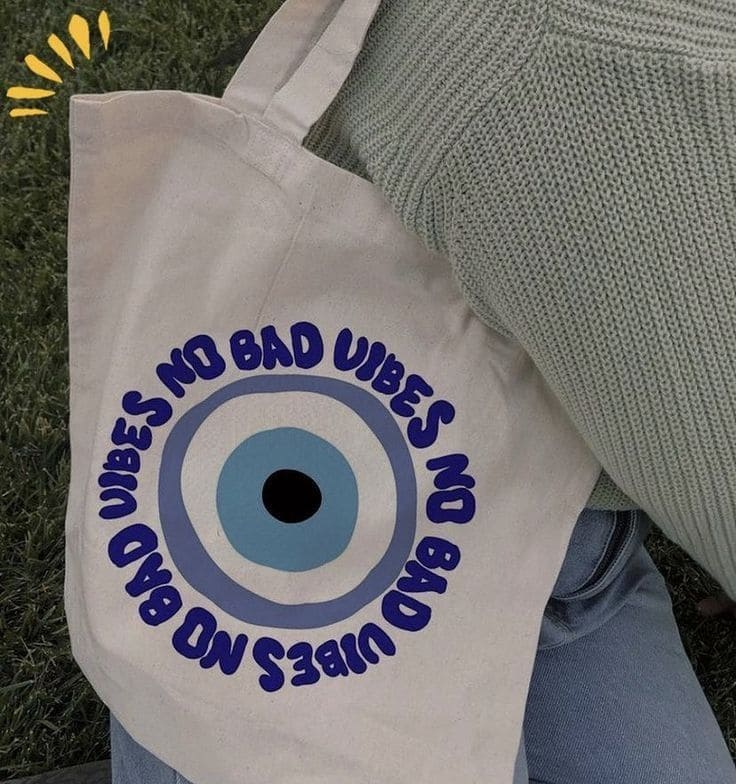 Evil Eye - No Bad Vibes Zipper Tote Bag