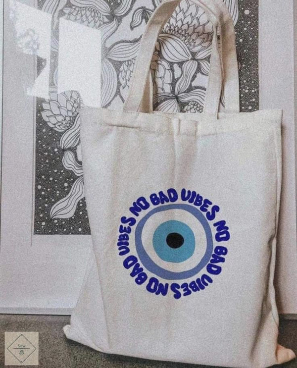 Evil Eye - No Bad Vibes Zipper Tote Bag