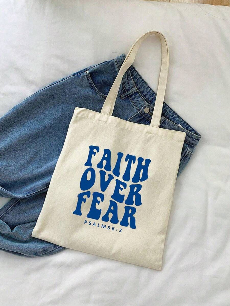 Faith Over Fear Zipper Tote Bag