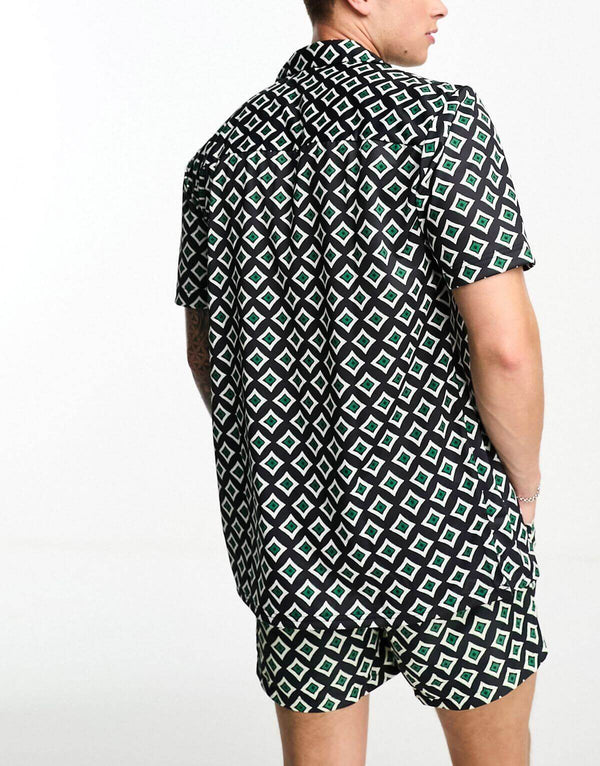 Geo Print Revere Collar Co-Ords