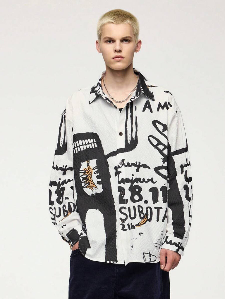 Graffiti Hand Painted Long Sleeve Shirt