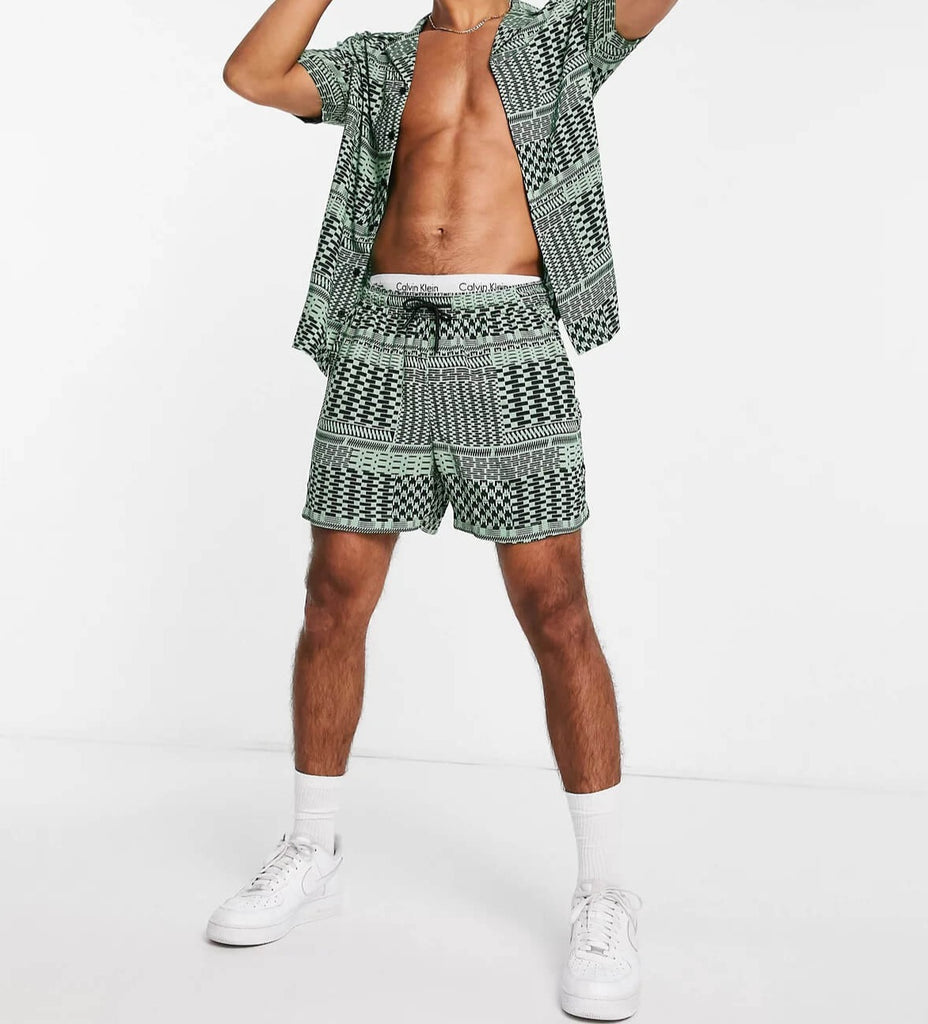 Boxer Shorts For Men - Green Checkerboard Print