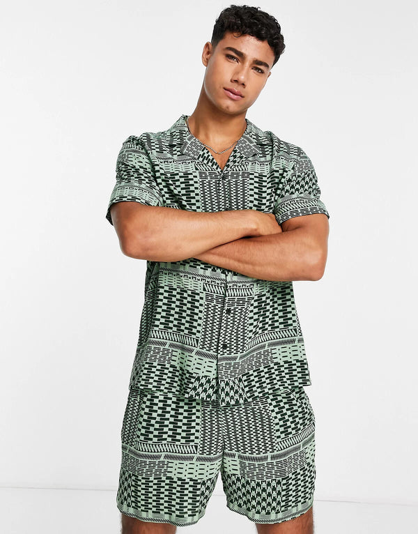Green Checkerboard Printed Co-Ords