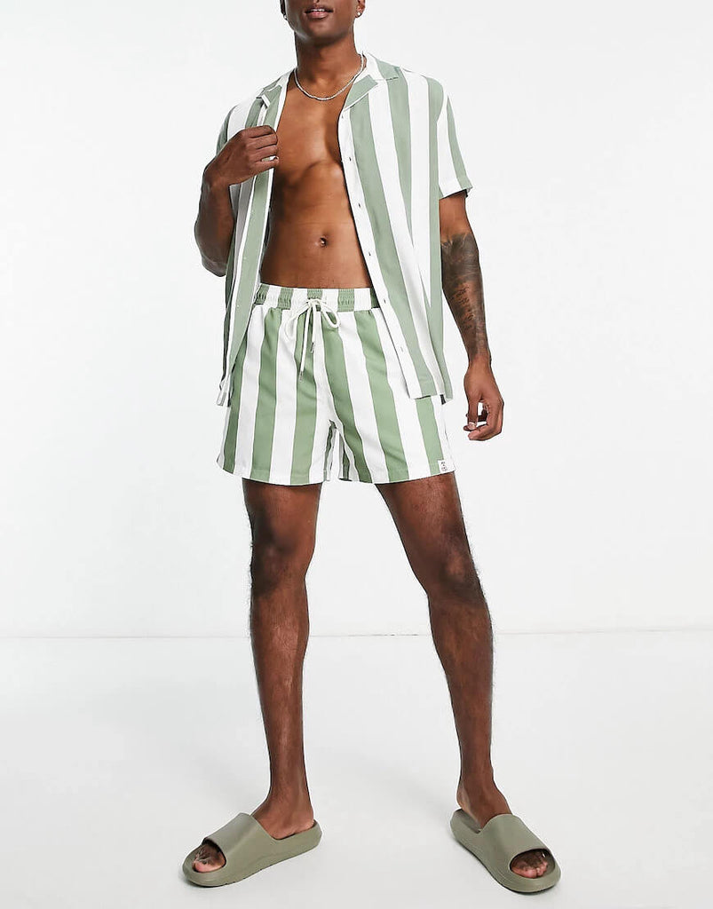 Boxer Shorts For Men - Green Stripe