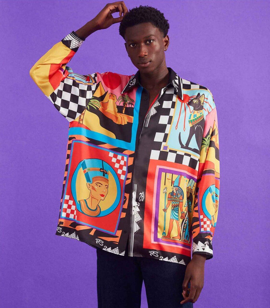 Men Egyptian Printed Long Sleeve Shirt