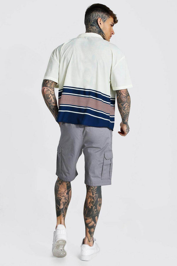 Men Revere Stripe Print Short Sleeve Shirt