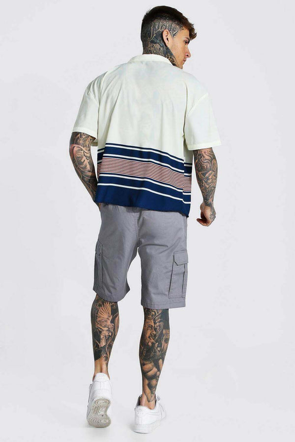 Men Revere Stripe Print Short Sleeve Shirt 