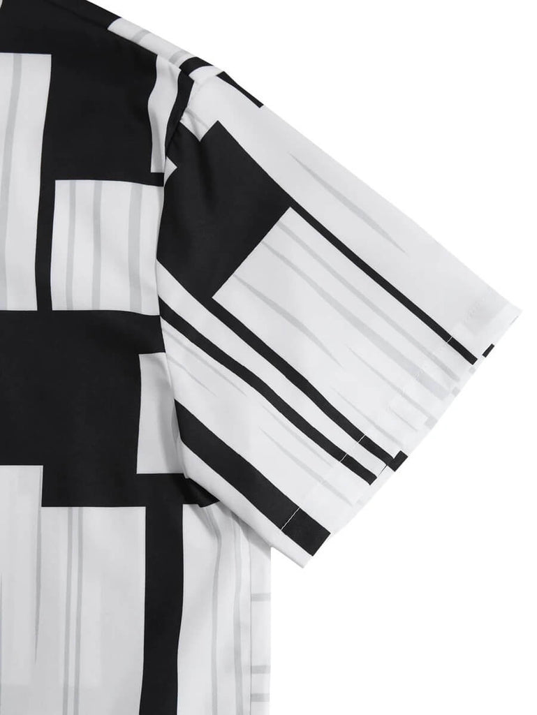 Lindex resort printed shirt co-ord in black and white
