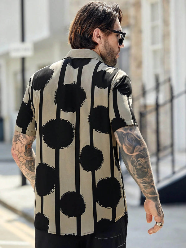 Men Striped & Polka Dot Print Shirt