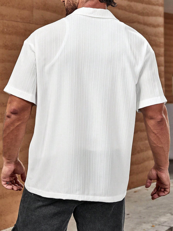 Men White Stripe Textured Shirt