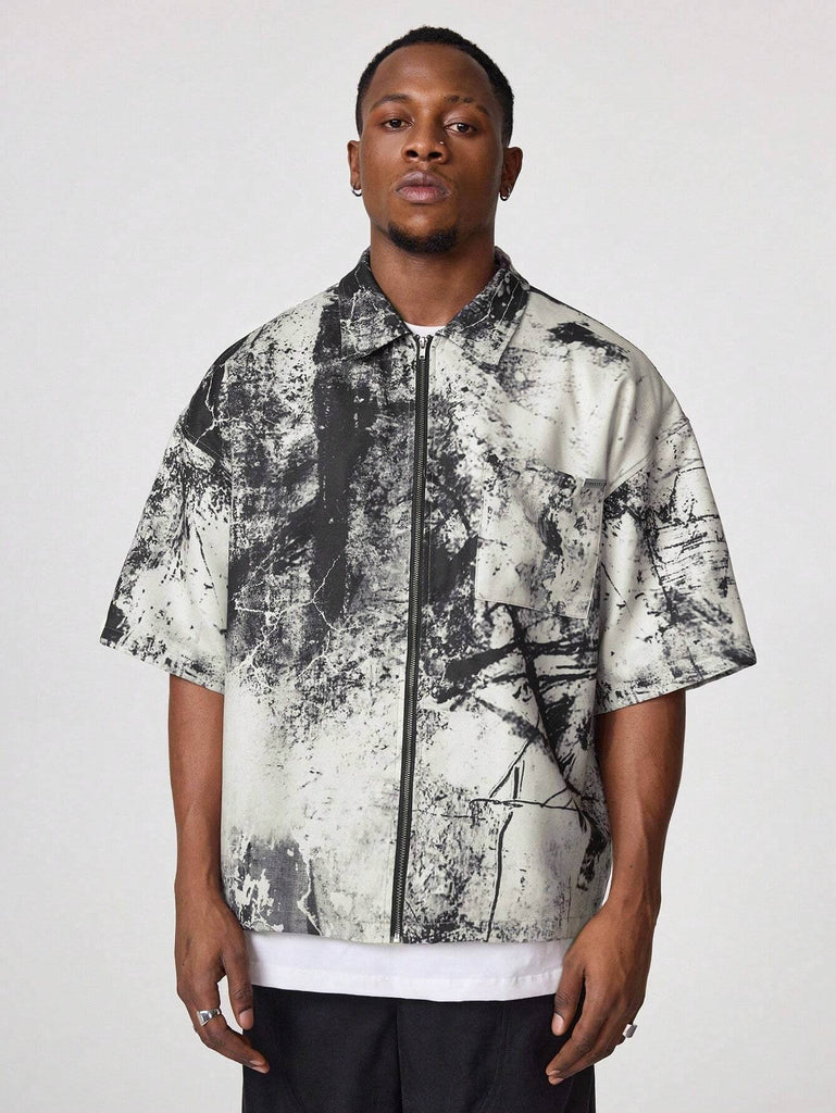 Men's All-Over Print Zip-Up Casual Shirt – Roar Fox