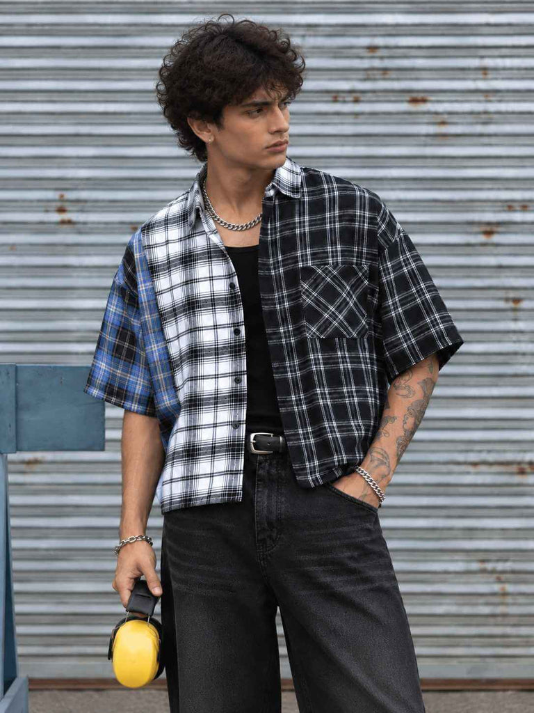 Men's Casual Color Block Shirt
