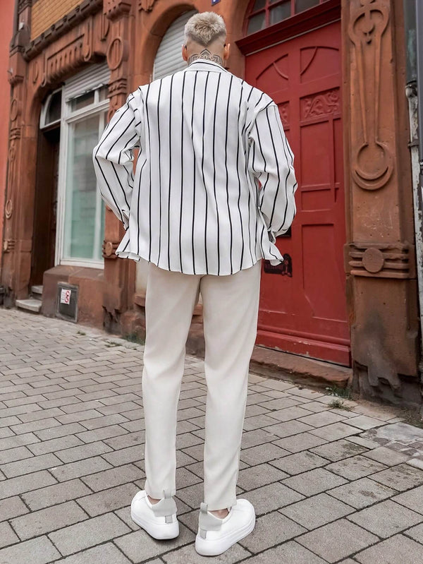 Men's Classic Stripe Long Sleeve Old Money Style Shirt