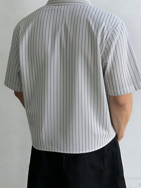 Men's Cotton Casual Striped Short Sleeve Shirt For Summer