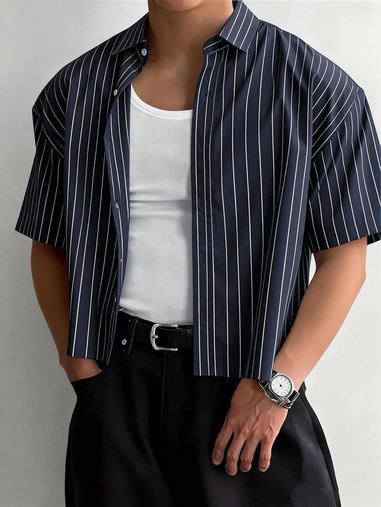 Men's Cotton Striped Short Sleeve Shirt  