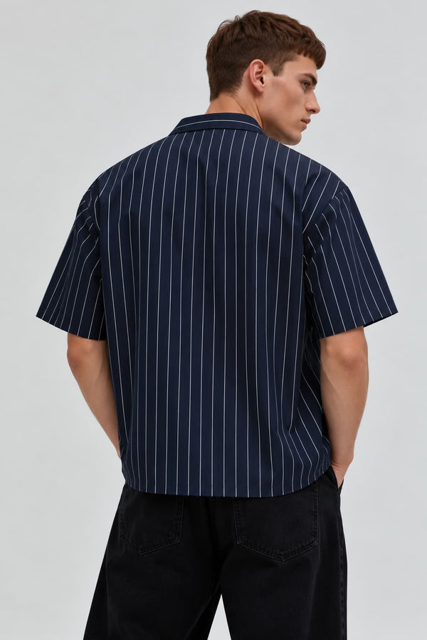 Men's Cotton Striped Short Sleeve Shirt