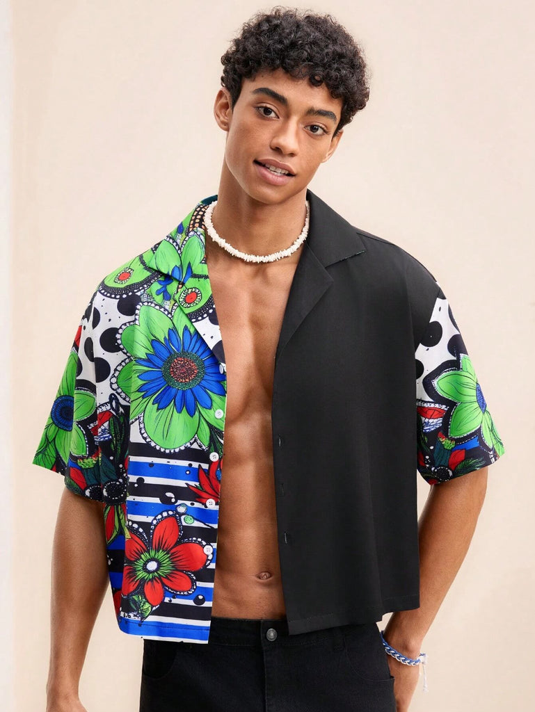 Men's 3D Digital Floral Print Short Sleeve Shirt