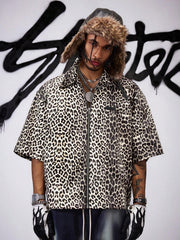 Men's Leopard Print Zip-Up Shirt – Roar Fox