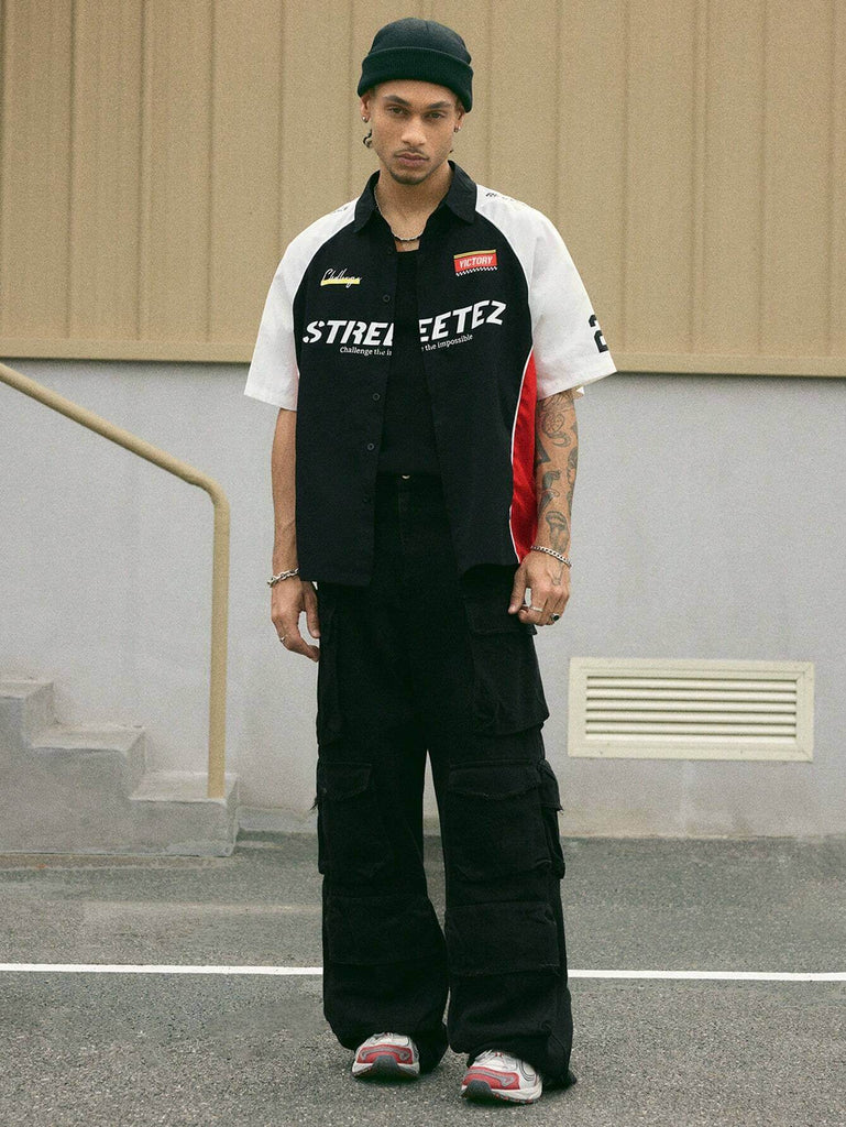 Men's Loose Fit Letter Print Short Sleeve Shirt