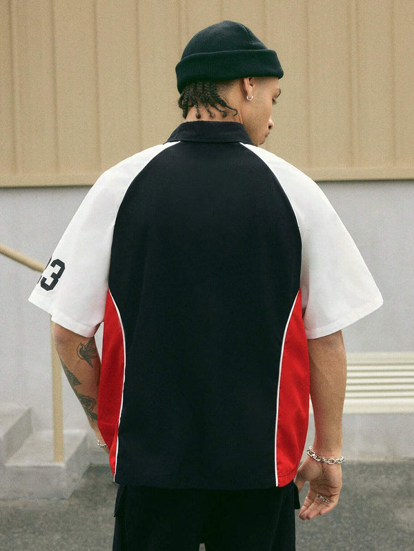 Men's Loose Fit Letter Print Short Sleeve Shirt