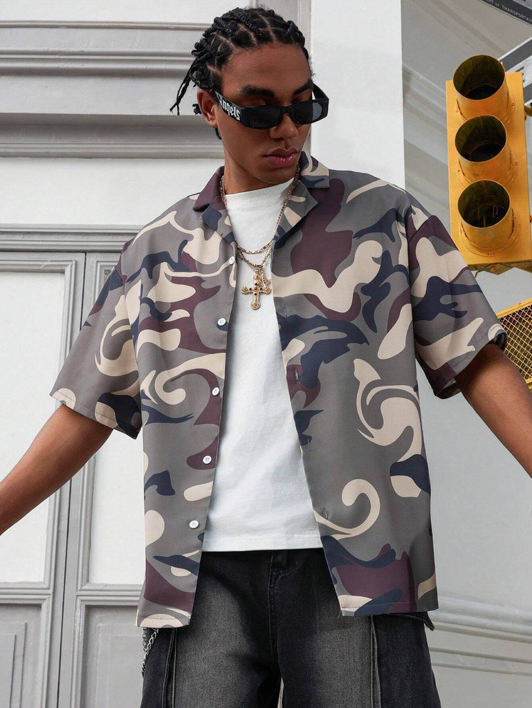 Men's Minimalist Casual  Unique Camouflage Print Shirt