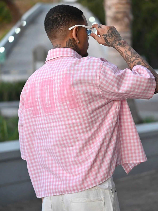 Men's Pink Gingham Short Sleeve Shirt 