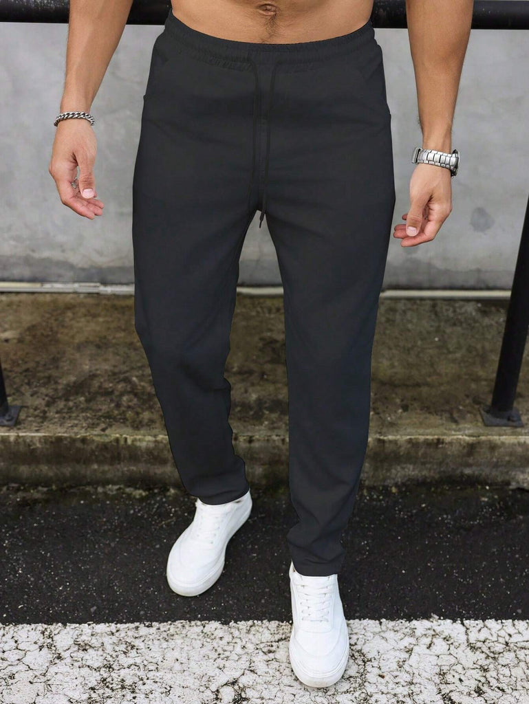 Men's Plain Black Rich Pants