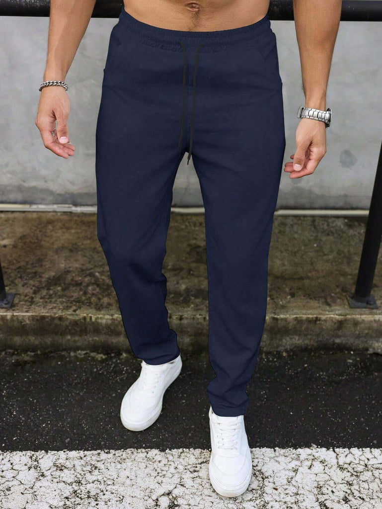 Men's Plain Navy Blue Rich Pants