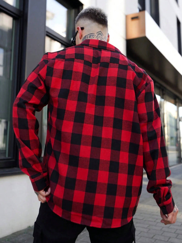 Men's Red & Black Buffalo Check Long Sleeve Shirt 