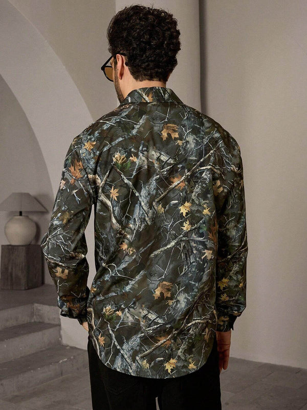 Men's Slim Fit Turndown Collar Long Sleeve Casual Shirt