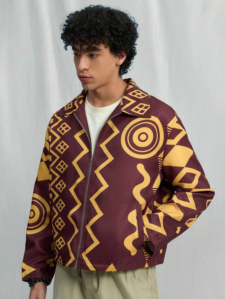 Men's Vintage Graphic Long Sleeve Zipper Shirt